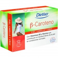 B-Caroteno | Dietisa | 36 cápsulas | Zanahoria- ácido L-ascórbico-nicotinamida | Piel - Cabello y Uñas