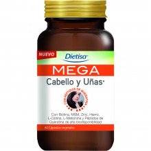 Dietisa - Mega Cabello y Uñas | Nutrition & Santé | 60 cápsulas | Aminoácidos, Vitaminas y Minerales | Piel, Cabello y Uñas