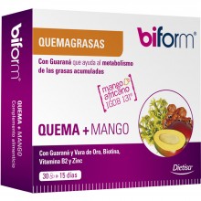 Quema + Mango |Biform | 30 cáps. 400mg | Mango Africano-Guaraná y Vara de Oro | Quema Grasas