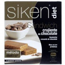 SikenDiet Sandwich crujiente de Chocolate | Siken | Caja de 6 unidades de 21 gr | Control de peso - Dietas saludables