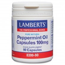 Peppermint Oil|Aceite de menta piperita| Lamberts | 90 Cáps de 100 mgr |Actúa sobre los espasmos de la musculatura intestinal