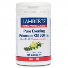 Pure Eveving Primrose Oil|Aceite de Onagra con vit E | Lamberts | 180 Tablet 500mg |Sistema cardiovascular y reproductor