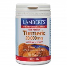 Cúrcuma o Turmeric | Lamberts | 120 Cáps de 20000 mg | Antiinflamatorio - Cuidado Óseo y Articular