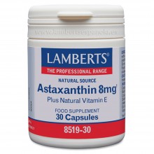 Astaxanthin - Astaxantina | Lamberts | 30 cáps. 8mg | Antioxidante Potente - Protector de la Piel al Sol