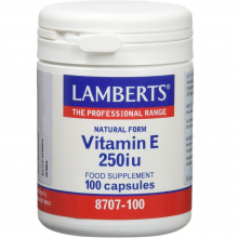 Vitamina E natural | Lamberts | 100 cáps de 250 UI (168 mg) | Antioxidante - bienestar del corazón