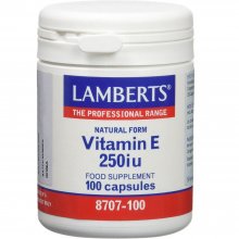 Vitamina E | Lamberts | 100 cáps de 250 UI (168 mg) | Antioxidante - bienestar del corazón