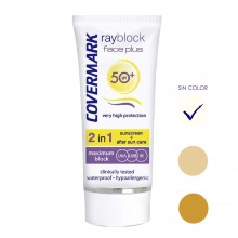 Rayblock Face Plus SPF 40+ Covermark | Facial Pieles Grasas | 4h. 50ml | Protector Solar Antiaging + Aftersun | Sin Color