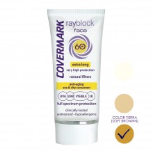 Rayblock Face SPF 60+ | Covermark | 50ml | 6H de Protección Solar Facial Antiaging + Aftersun | Color Tierra