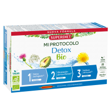 Protocolo Detox BIO Superdiet | 30 Ampollas | 1 mes | 100% Bio | Programa global para depurar el organismo y la piel