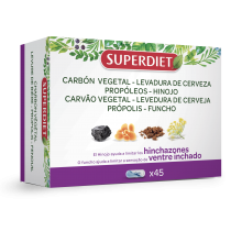 Carbón vegetal Cuarteto hinchazones |Superdiet| | 45 compr.| Bienestar digestivo| plantas Bio