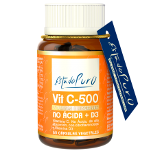 VIT C-500 NO ÁCIDA + D3 | Estado Puro  |  60 Cáps. | Tongil |contribuye al funcionamiento normal del sistema inmunitario.