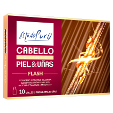 CABELLO PIEL Y UÑAS FLASH| Estado Puro|10 viales de 10 ml| cabello, piel y uñas