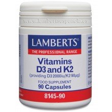 Vitamins D3 y K2   | Lamberts | 90 caps. 2000mg | Desarrollo óseo - Defensas