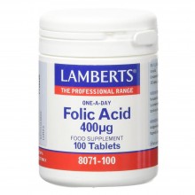 Folic Acid|Ácido Fólico 400 µg | Lamberts | 100 Comp | Desarrollo fetal