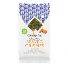 Seaveg Crispies de Alga Nori con Cúrcuma | ClearSpring | 5x4g Multipack|Aperitivos