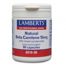 Natural  Beta carotene | Lamberts | 90 Cáps de 15 mgr| Antioxidante - Alimento para el cerebro