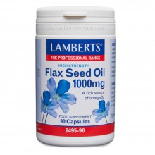 Flax Seed Oil| Aceite Semillas Lino | Lamberts | 90 Cáps de 1000 mgr |Fuente vegetariana de Omega 3