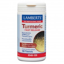 Turmeric Fast - Cúrcuma de Liberación Rápida | Lamberts | 120 Cáps de 10.000mg | Antiinflamatorio - Cuidado Óseo y Articular