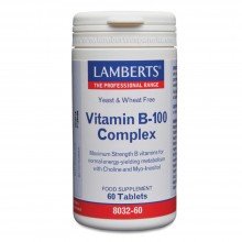 Complejo de Vitaminas B 100 | Lamberts | 60 Comp. de 1240 mgr |  Sis. Inmunitario - Piel / Cabello / Uñas