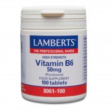Vitamina B6 | Lamberts U.K | 100 comp. | sist. inmune y nervioso | fatiga y cansancio