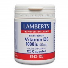 Vitamina D3 | Lamberts | 120 cáps de 1000 IU-25 mg  | Inmunidad - Huesos y Dientes Sanos