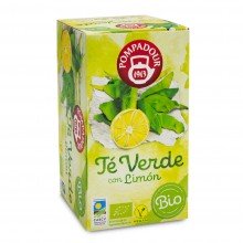 Té verde con Limón BIO | Pompadour | 18 bolsitas | Diurético y Activador