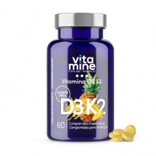 Vitamina D3 y K2| Herbora |60 comprimidos masticables de 500 mg |Sabor agradable a piña