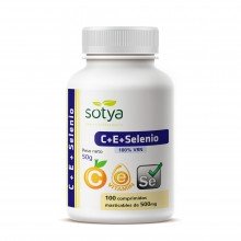 C+E+Selenio| Sotya | 100 Comp. masticables de 500mg |Antioxidante Sabor Naranja