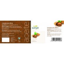 Aceite de Almendras Dulces| Sotya | 250 ml |100% puro|ideal para realizar masajes corporales