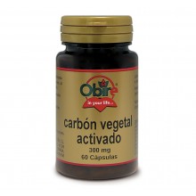 Carbón vegetal activado 300 mg|Obire|60 capsulas|Disminuye la hinchazón abdominal y es eficaz en casos de diarrea