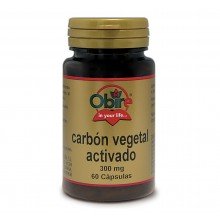 Carbón vegetal activado 300 mg|Obire|60 capsulas|Disminuye la hinchazón abdominal y es eficaz en casos de diarrea