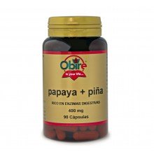Papaya + piña 400 mg|Obire|90 cápsulas|beneficioso en casos de digestiones difíciles