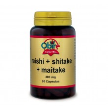 Reishi + shitake + maitake 300 mg|Obire|90 cápsulas|Refuerza el sistema inmunológico