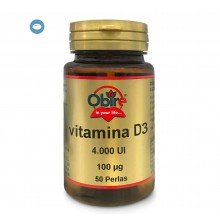 Vitamina D3 100 mcg (4000 UI)|Obire|50 Perlas|fortalece el sistema óseo-articular