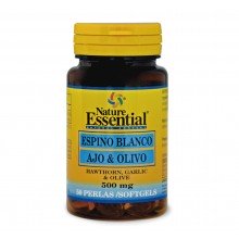 Espino blanco + ajo + olivo 500 mg|Nature Essential|50 perlas| protector cardiovascular y regulador de la tensión arterial