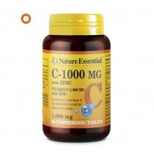 Vitamina C 1000 mg + zinc|Nature Essential|60 comprimidos|Contribuye al buen funcionamiento del sistema inmunitario