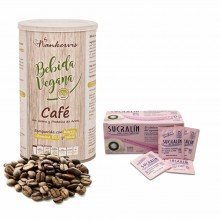Batido Saciante Avena - Sabor Café Vegano + Caja Azúcar 0% Calorías | Pack By Nankervis y Sucralín | 50 Sobres - 450gr