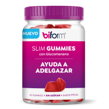 Slim Gummies | Biform | 40 Gominolas sabor fresa | Saciantes Con Glucomanano - Eliminan Apetito y te Ayudan a Adelgazar