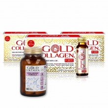 Gold Collagen Forte 1 mes + Hyaluronic Fórmula | Minerva Research | 30x50ml y 90comp. | PACK - Colágeno + Ácido Hialurónico