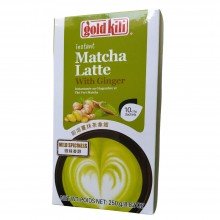 Instant Matcha Latte With Ginger | Gold Kili - BA FANG | 10 Sachets  25gr | Cremoso Té Matcha con Jengibre y Leche Desnatada