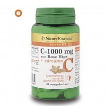Vitamina C 1000 mg. (Rose hips) + cúrcuma|Nature Essential|60 comprimidos|Ayuda a aliviar y reducir el dolor articular