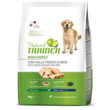 Maxi Adult con pollo fresco y arroz|12kg|Natural Trainer|Alimento completo para perros adultos de tamaño Grande