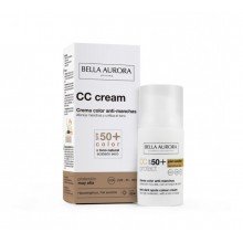 CC Cream Crema color antimanchas| Bella Aurora| 30 ml |SPF50+ para piel sensible|Unifica el tono