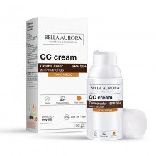 CC Cream Crema color antimanchas Tono Medio| Bella Aurora| 30 ml |SPF50+|Unifica el tono