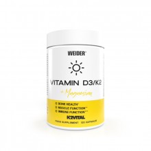 Vitamin D3/K2 + Magnesio biodisponible | Weider | 120 caps|Contribuye al mantenimiento de huesos y dientes