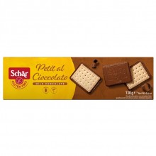 Petit Al Cioccolato Sin Gluten|Dr. Schar|130g| Deliciosas galletas con el fino chocolate con leche de Costa de Marfil