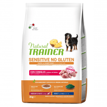Sensitive No Gluten Medium & Maxi Adult con conejo y cereales integrales|3kg|Natural Trainer|Perro