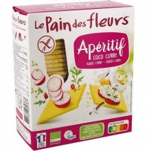 Aperitif Crackers de Coco Curry  Eco|Sin Gluten|Bio Vegan|Le Pain Des Fleurs|75g| ideales como aperitivo