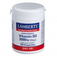Vitamin D3 - Vitamina D3 | Lamberts | 120 cáps de 2000 IU-25mg  | Inmunidad - Huesos y Dientes Sanos