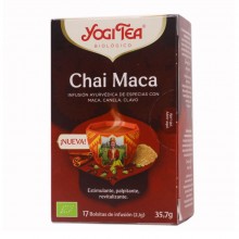 Yogi Tea | Chai Maca | Nutrition & Santé | 20 bolsas | Aceite esencial de Mandarina, Hibisco y espino amarillo - Fuerza